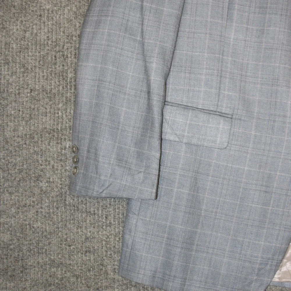 Hart Schaffner Marx Mens‎ Size 42L Blue Plaid Blazer Suit Jacket Made in USA